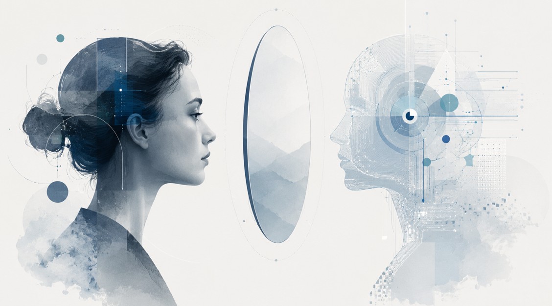Representação da relação entre o ser humano e a Inteligência Artificial